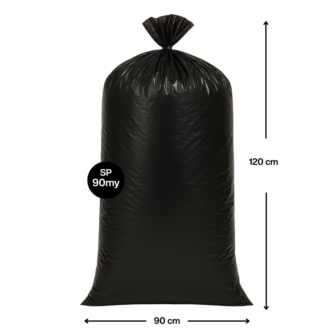 Sacco per nettezza urbana nero 90x120 Spessore 90my pacco da 20kg