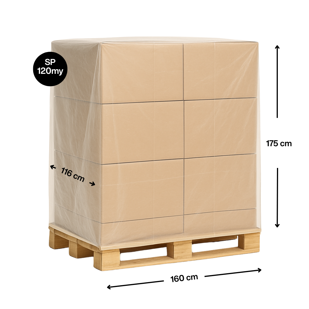 Busta copripallet color trasparente 160x175 spessore 120my pacco da 20Kg