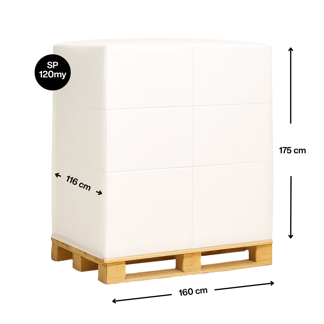 Busta copripallet color bianco latte 160x175 spessore 120my pacco da 18Kg