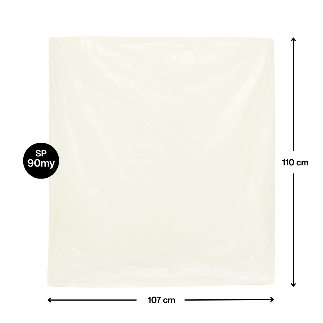 Busta in PLT trasparente 107x110cm spessore 90my pacco da 20Kg