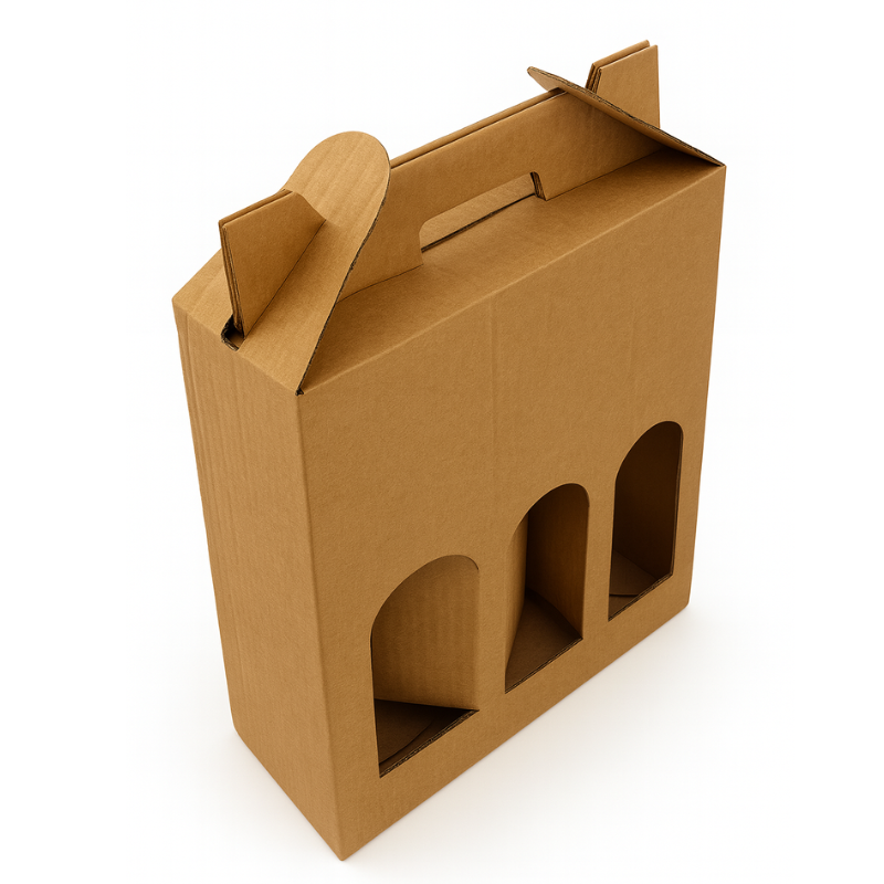Scatola per bottiglie di vino confezione da 3 x 750 ml bottiglia BORDOLESE EU 40 x 26,5 x 8,6 cm