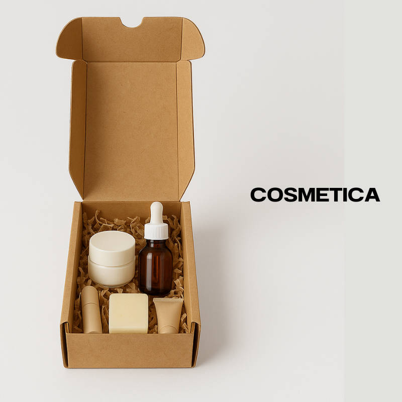 Scatola ecommerce FEFCO 426 automontante in cartone bianca – 18x11,5x4,7 cm