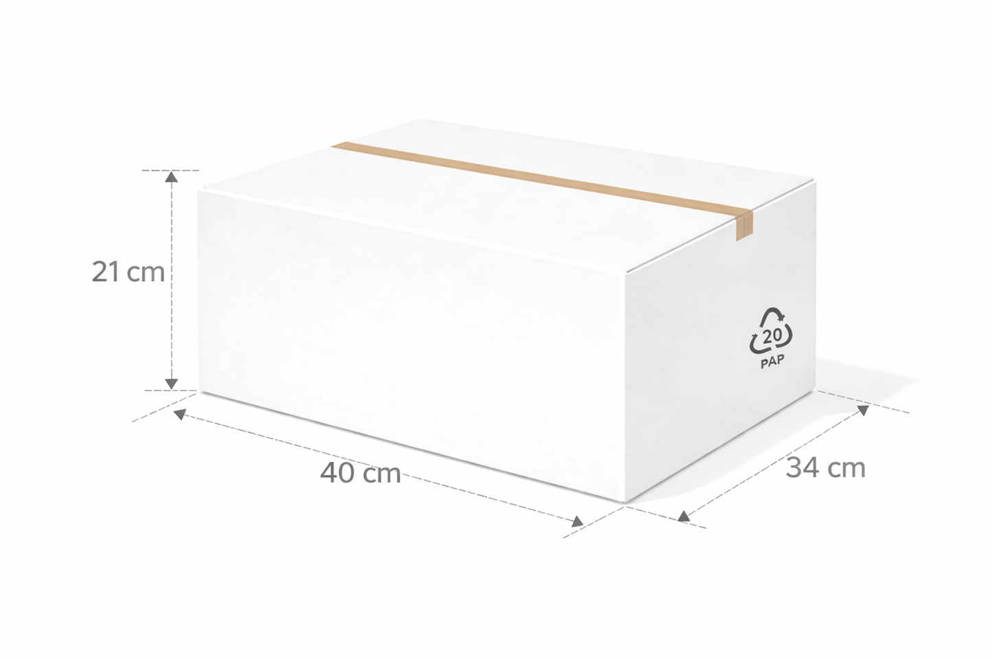 Scatola 40x34x21 cm americana bianca alta grammatura doppia onda