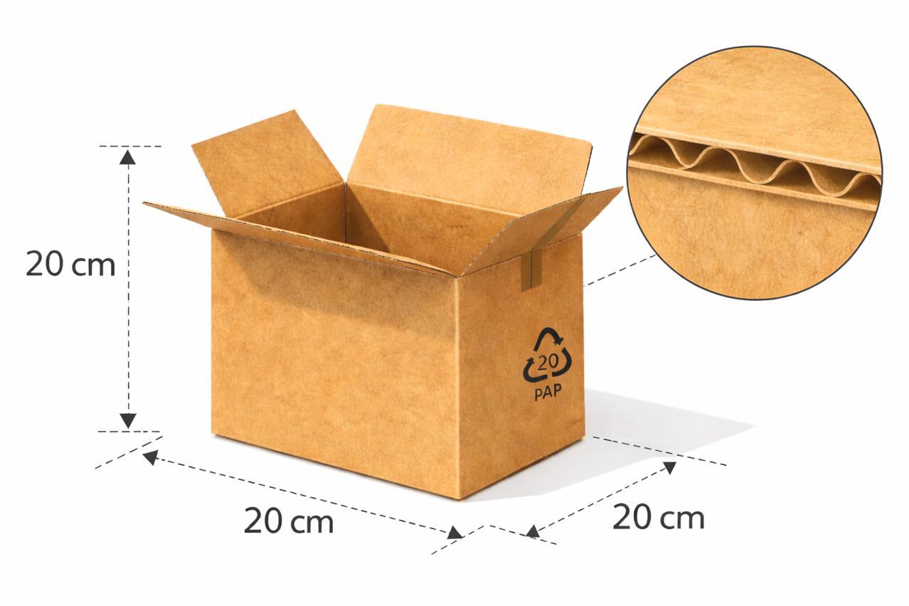 Scatola 20x20x20 cm onda singola B avana