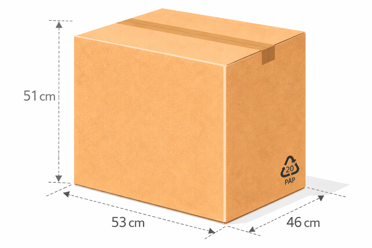 Scatola vulcano 53x46x51 cm avana doppia onda BC ad alta resistenza per prodotti di valore