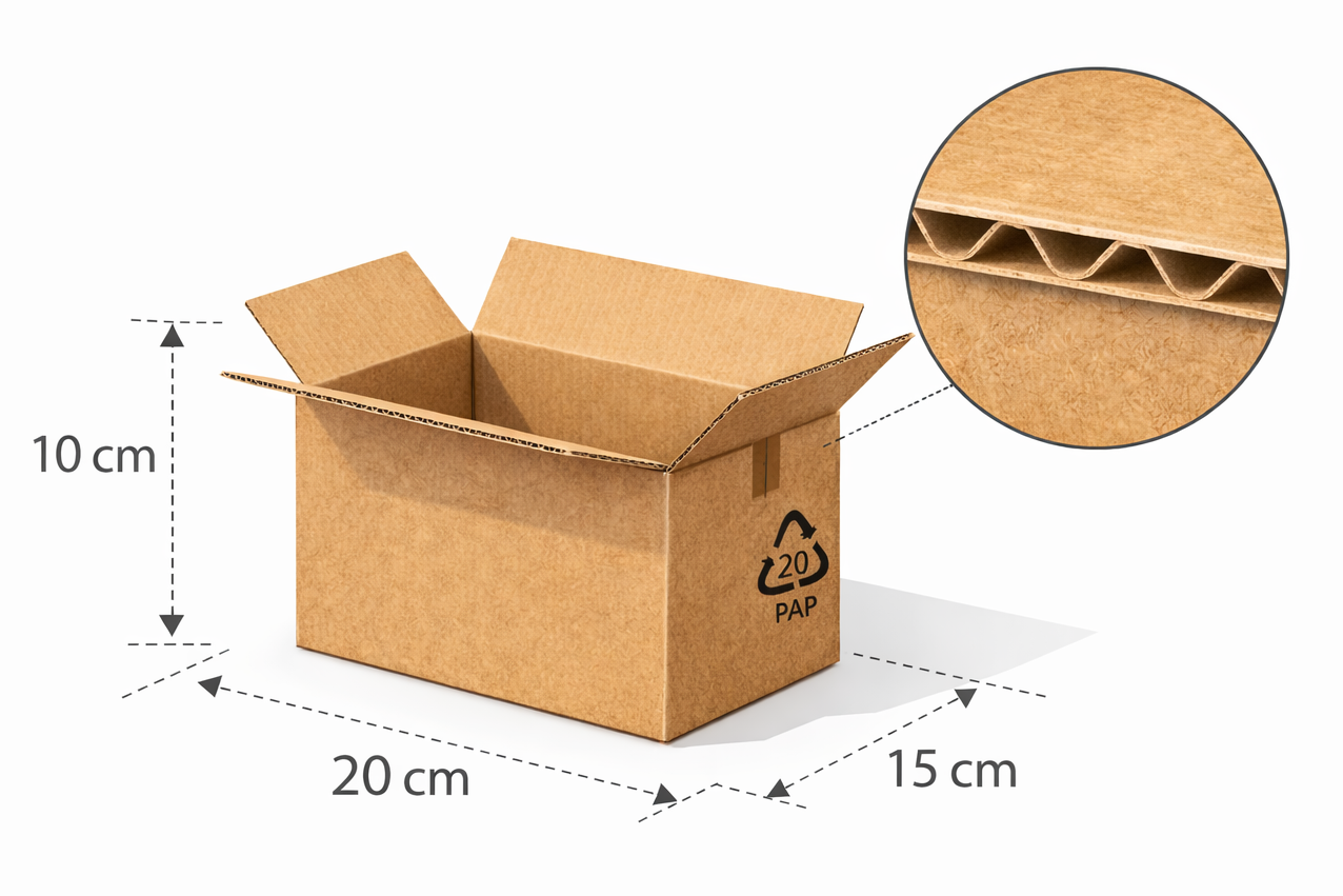 Scatola 20x15x10 cm onda singola B avana