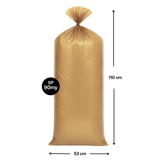 Sacco in PLT color ambra 53x110cm spessore 90my pacco da 23kg
