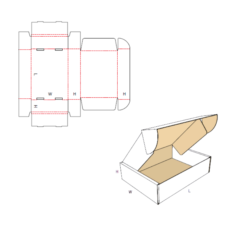 Scatola 22x16x7 cm per ecommerce fustellata automontante FEFCO 0426 Avana Kraft