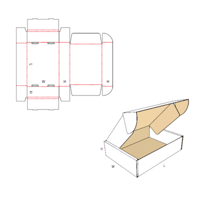 Scatola 22x16x7 cm per ecommerce fustellata automontante FEFCO 0426 Avana Kraft