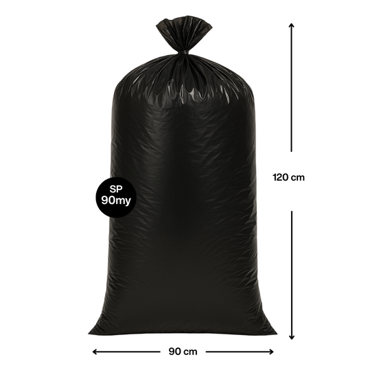 Sacco per nettezza urbana nero 90x120 Spessore 90my pacco da 20kg
