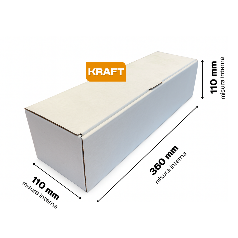 Scatola 36x11x11 cm per ecommerce fustellata FEFCO 421 mm Bianca Kraft