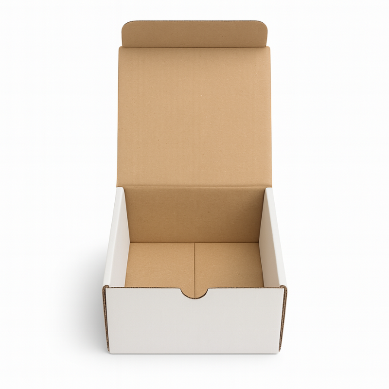 Scatola fustellata per ecommerce 15x15x8 cm Bianca Kraft