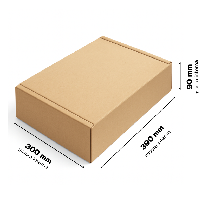 Scatola 39x30x9 cm per ecommerce fustellata FEFCO 426 Avana