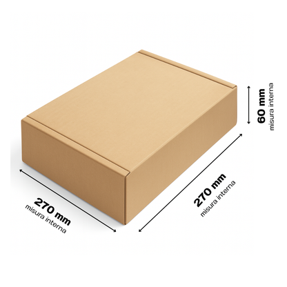 Scatola 27x27x6 cm per ecommerce fustellata FEFCO 426 Avana Kraft