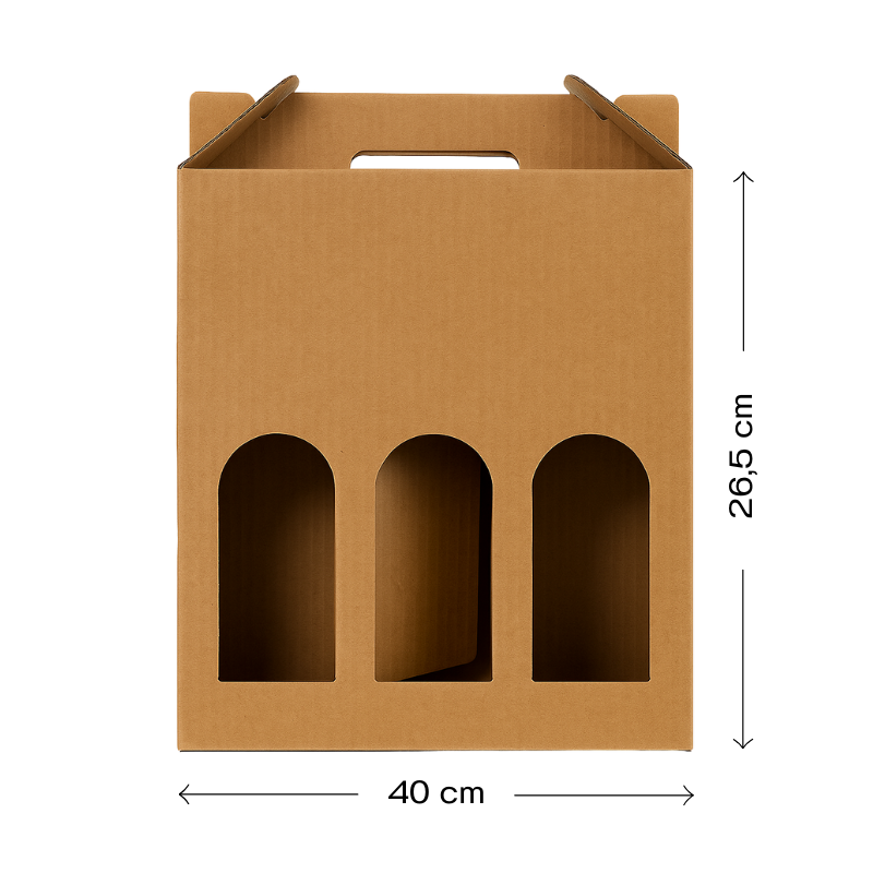 Scatola per bottiglie di vino confezione da 3 x 750 ml bottiglia BORDOLESE EU 40 x 26,5 x 8,6 cm