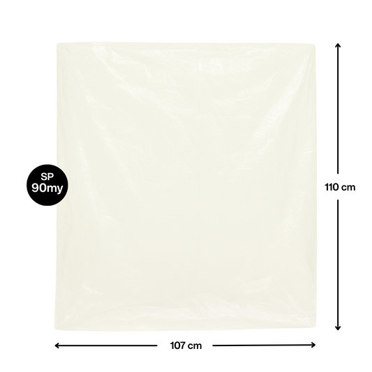 Busta in PLT trasparente 107x110cm spessore 90my pacco da 20Kg