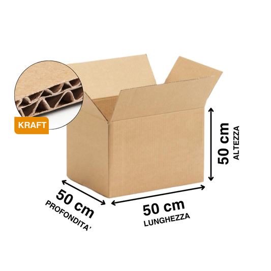 Scatola 50x50x50 cm Cartone Doppia Onda BC KRAFT