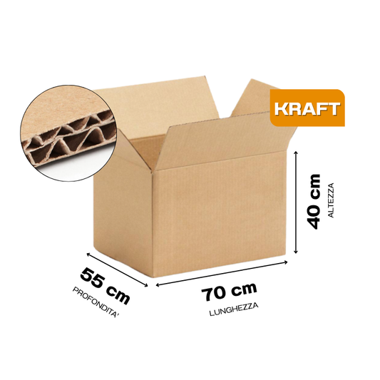 Scatola 70x55x40 cm Cartone Doppia Onda BC KRAFT