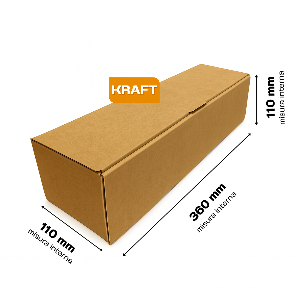 Scatola 36x11x11 cm per ecommerce fustellata FEFCO 421 mm Avana Kraft