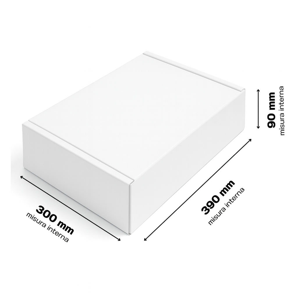 Scatola 39x30x9 cm per ecommerce fustellata FEFCO 426 Bianca