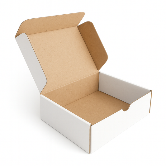 Scatola 22x16x7 cm per ecommerce fustellata automontante FEFCO 0426 Bianca Kraft