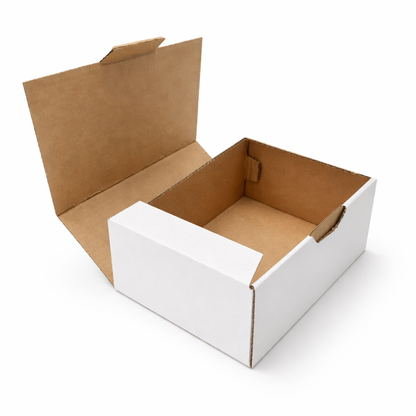 Scatola fustellata ecommerce automontante 25x16x10 cm avana/bianca