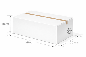 Scatola americana 44x35x16 cm onda singola B bianca