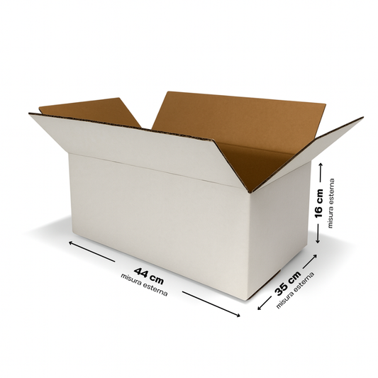 Scatola americana 44x35x16 cm onda singola B bianca