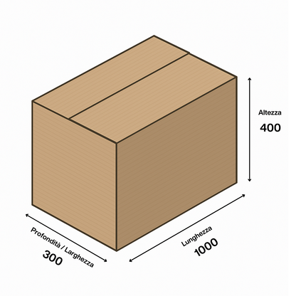 Scatola vulcano 100x30x40 cm doppia onda BC ad alta resistenza per prodotti di valore