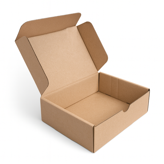 Scatola 22x16x7 cm per ecommerce fustellata automontante FEFCO 0426 Avana Kraft