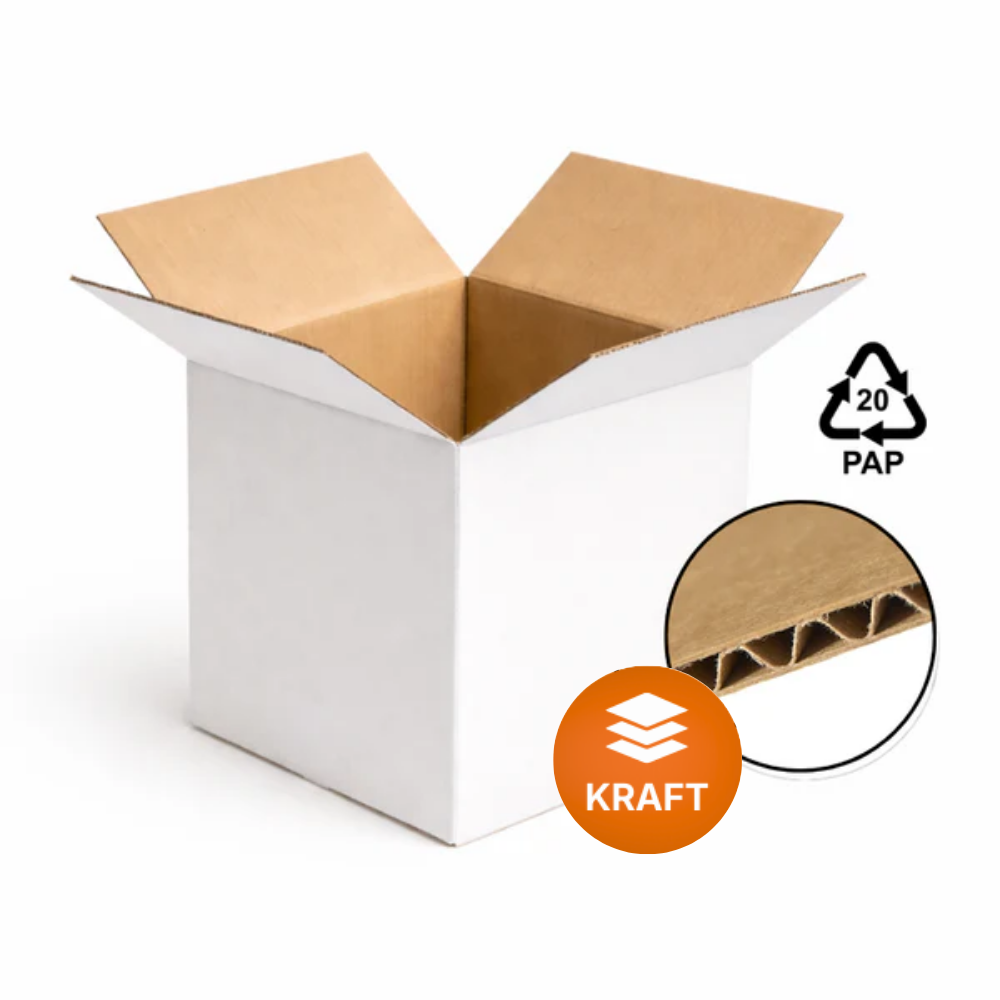 Scatola 36x26x25 cm onda singola Bianca Kraft