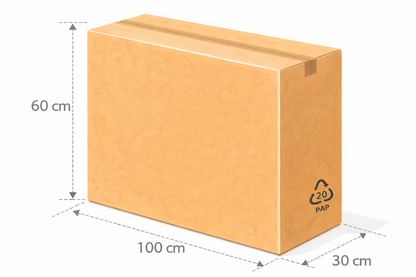 Scatola vulcano per spedizione e traslochi 100x30x60 cm avana doppia onda BC ad alta resistenza per prodotti di valore