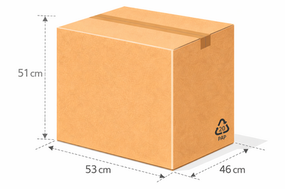 Scatola per spedizione e traslochi vulcano 53x46x51 cm avana doppia onda BC ad alta resistenza per prodotti di valore