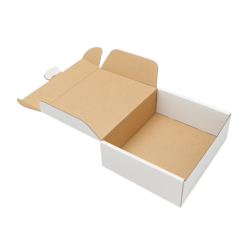 Scatola 27x23x8 cm per ecommerce fustellata automontante FEFCO 0427 Bianca Kraft