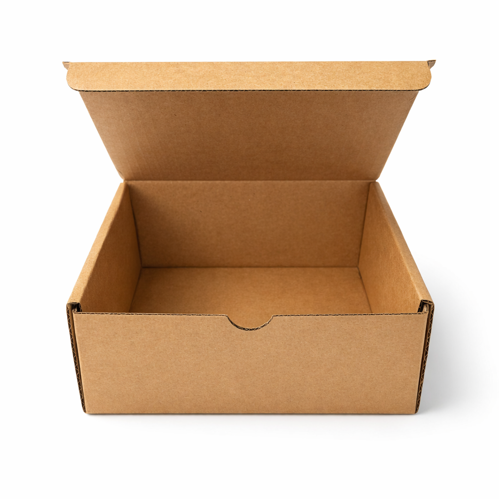 Scatola fustellata ecommerce automontante 18x16x8 avana/bianca