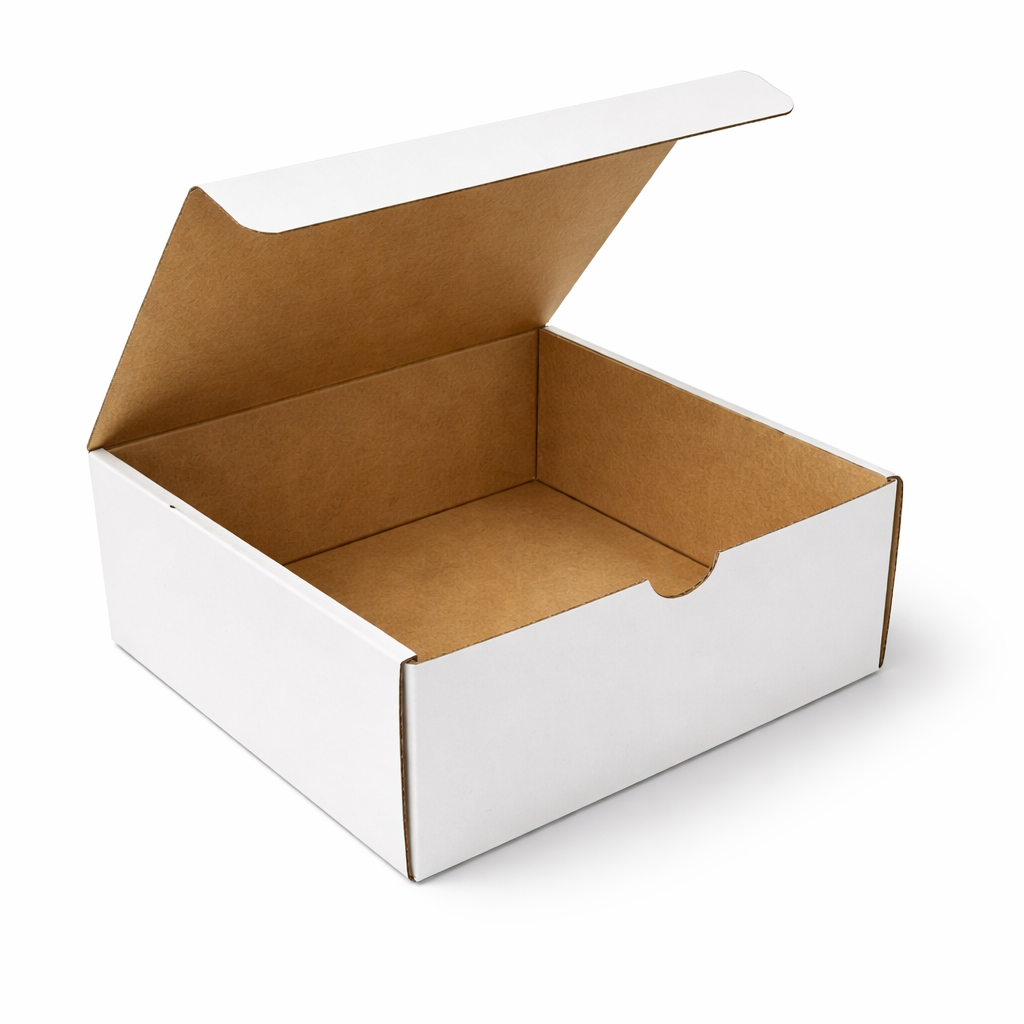 Scatola fustellata ecommerce automontante 24x19x8 cm avana/bianca