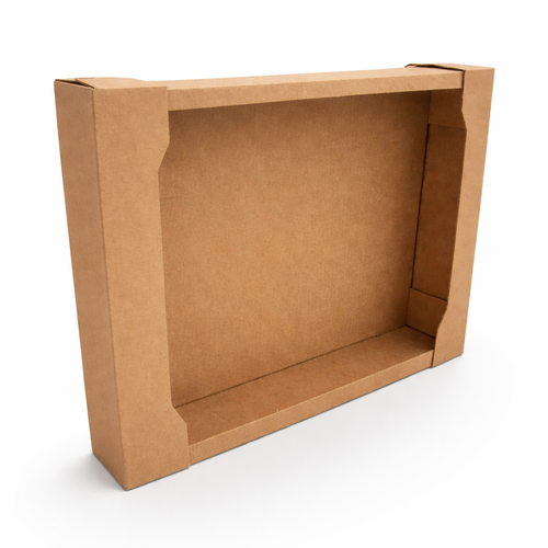 Vassoio cassetta portafrutta dolci e prodotti gastronomici 52x39x8 avana/bianca onda singola